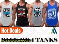 men,s stitched gym tanks pack of 4