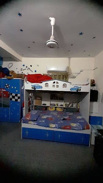 Boys' customized bunk bed with wardrobe n sofa 1