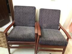 2 pc pure wood  chairs with seat