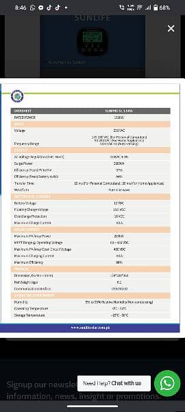 SUNLIFE Solar Inverter 1500watt-12v. Inverterzone wifi dongle avable. 4