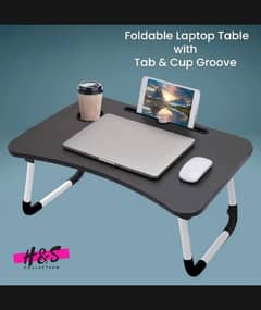 Foldable Wooden Gaming Laptop Table for Bed with Tablet Holder