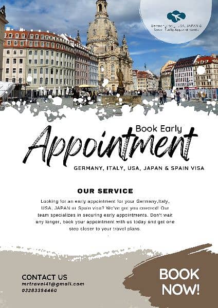 Germany, Italy, Usa, Japan & Spain Visa Early Appointments Available 0