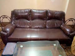 7 seater Sofa pure leather with cover and cushion