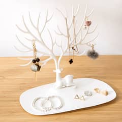Deer Earrings Necklace Ring Jewelry Display Stand Tray Organizer Tree