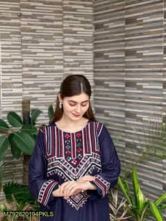 2 PCs women's stitched embroidered shirt and trouser