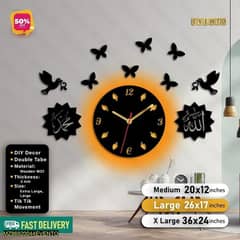 Islamic Wooden Clock with light Premium Quality-Medium