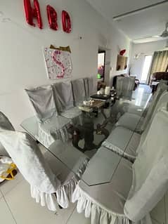 10 seater glass dining table