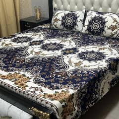 3 Pcs crystal cotton printed Double bedsheets