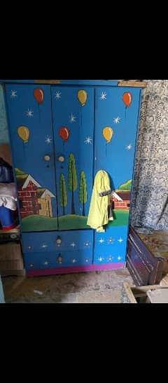 kids wooden 3door cupboard