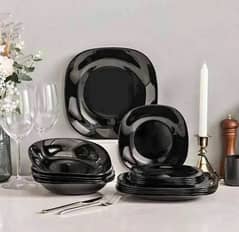 Black Marble plates, 18 Piece Plates Set