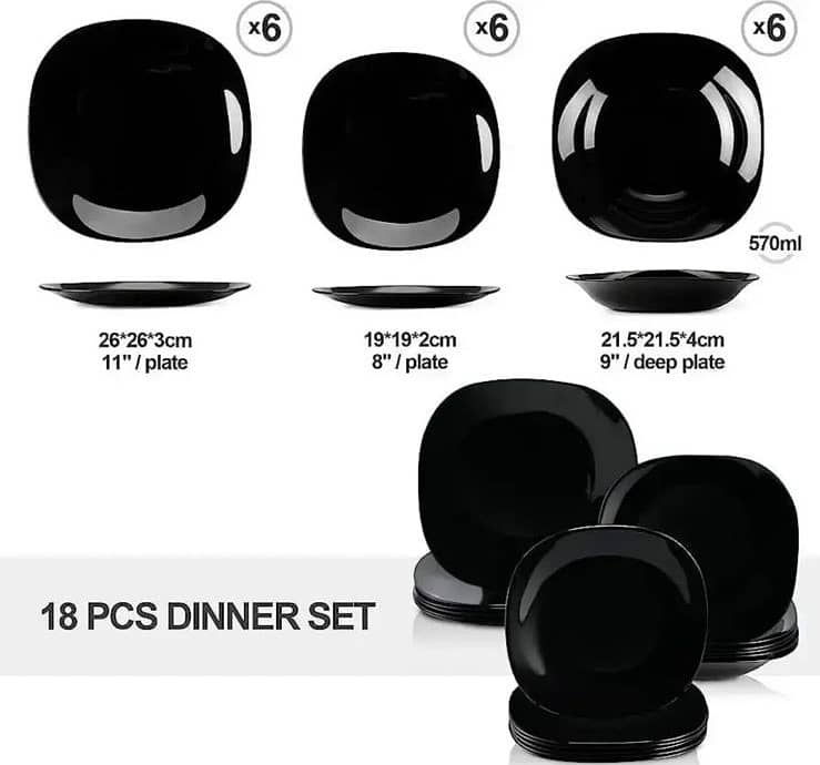 Black Marble plates, 18 Piece Plates Set 3