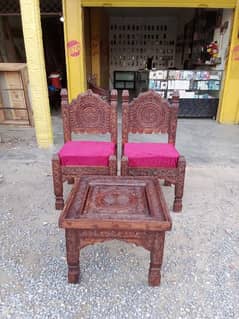 mini sofa set with center table in solid wood