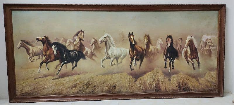 "Handmade Painting of Running Horses" 1