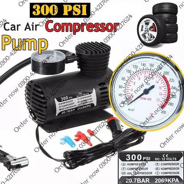 Imported 12 Volt Portable Electric bike Air Pump Car Air Compre 0