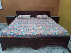 Single Bed Set with Spring Mattress | Solid Sheesham Wood |