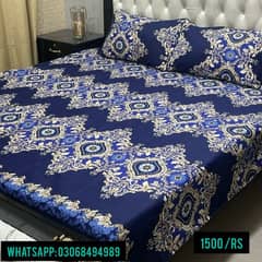 3 Pcs Crystal Cotton Printed Double Bedsheet