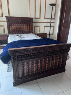 Single Beds with side tables and mattress