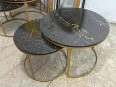 Two Pieces Center Table Set with Black Marble UV Sheet (Price 14000/-)
