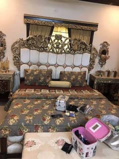 bridal bed set with two side table with dressing table