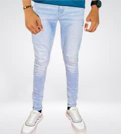 Stylish Crystal Blue Jeans For Men's Stock Available In All Sizes