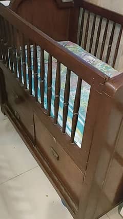 pure wooden baby cot with mattress