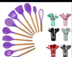 heat resistant slicon cookware spoon set pack Of 12