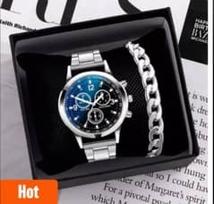 pack of 2 men watch with a chain classic watch