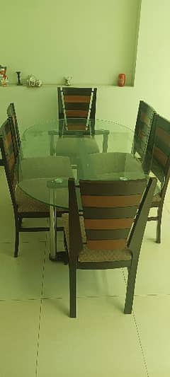 Dining table /glass and wood table / Furniture
