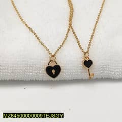 womens Trendy heart Key Lock Necklace