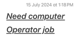 need computer operator job