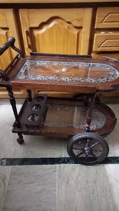 VINTAGE SOLID WOOD TEA TROLLEY || AVAILABLE IN I-8 ISLAMABAD
