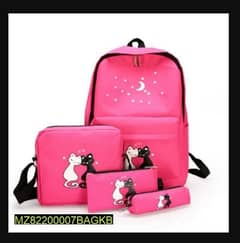 Girl's Fashion Cat Design Backpack, Pair of 4