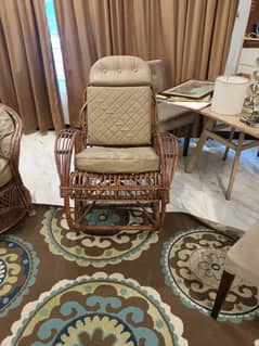 Cane sofa set with rocking chair