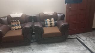 5seater brown leather sofa