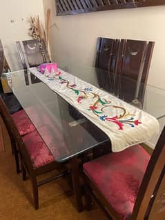6 seater dining table with glass top