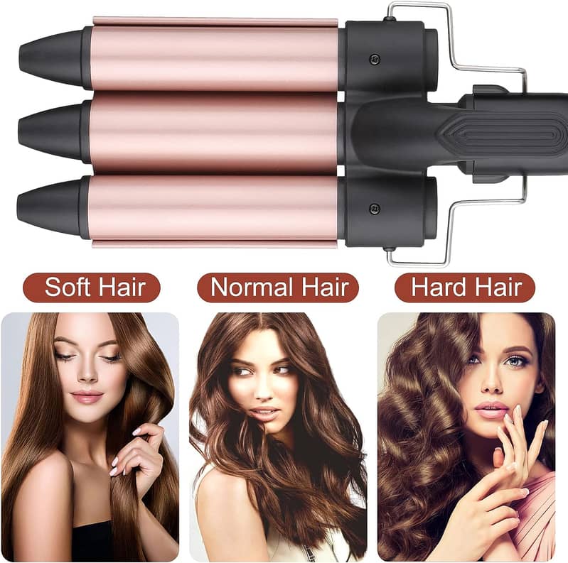 Hair Curling 3 Barrel Wand Tongs 25MM 1