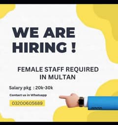 urgent staff required in Multan office