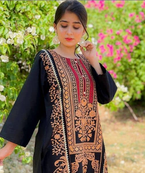 2 Piece Women's Stitched Cotton Embroidered suit. 0