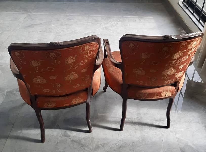 Two Real wooden chairs - with fabric material 3