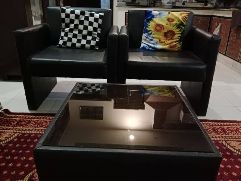 double bed with 2 side table with 2 single sofa n table 2