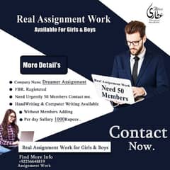 Real Assignment work for Boys and Girls
