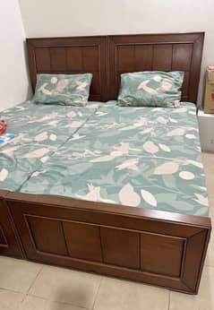 Solid Wooden Single Bed With Spring Mattress