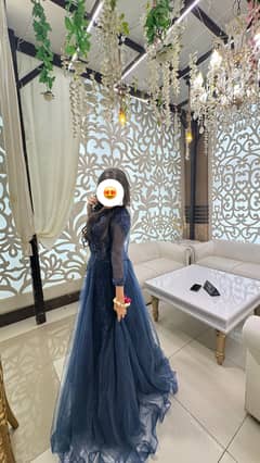 navy blue floral wedding dress