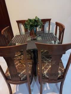 GLASS DINING TABLE WITH 6 CHAIRS
