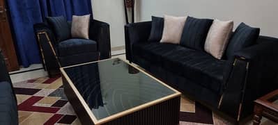 sofa set/six seats/moltyfoam/black velvet