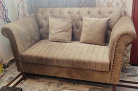 Golden Velvet 4 seater sofa set made in sheesham wood
