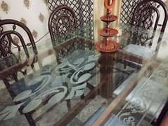 Dining Table 8 chairs set big with 12mm Glass top heavy duty glass