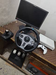 gaming setup Xbox one s and pxn v9 gaming steering wheel