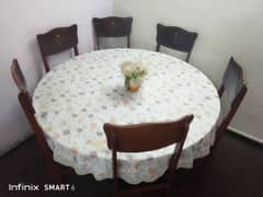 PURE WOODEN DINNING TABLE WITH 6 WOODEN CHAIRS