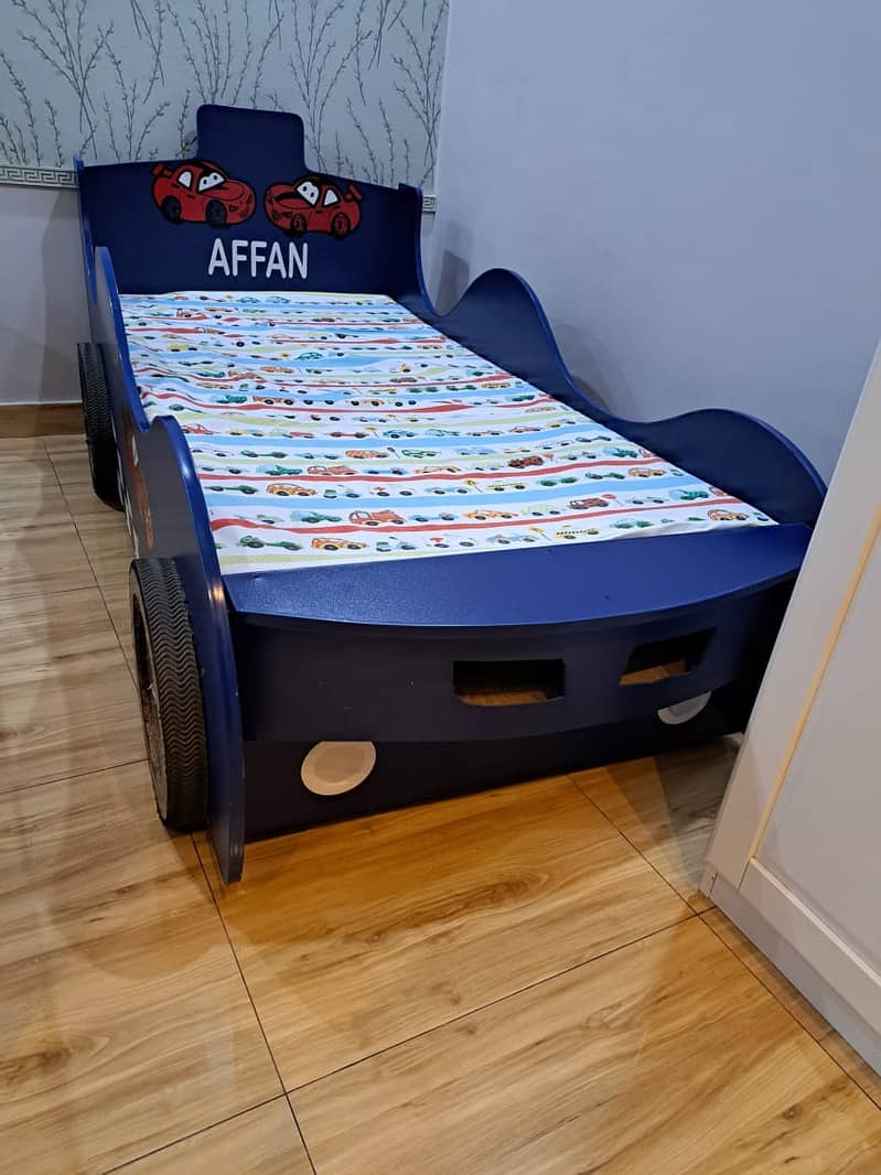 kids car bed with lights with dura form mattress 2